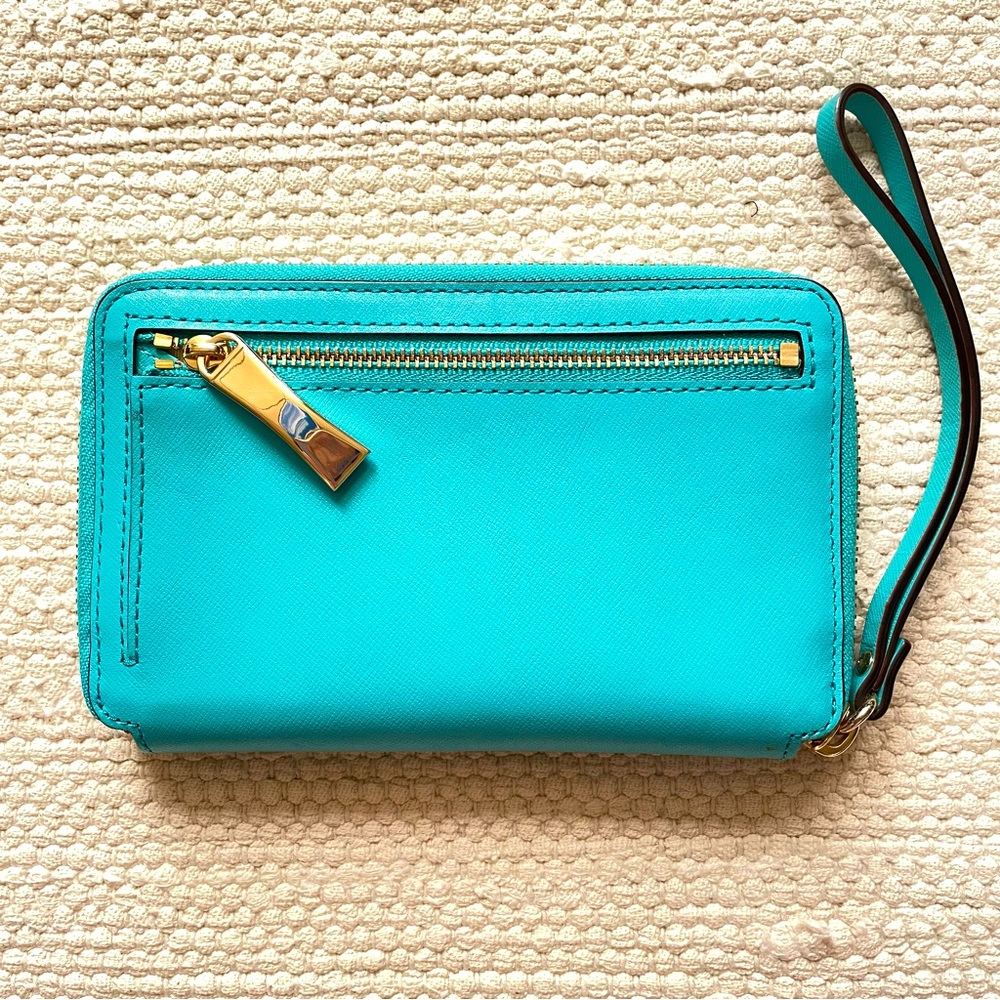 Kate Spade Zip Wristlet Wallet Purse Turquoise - Picture 2 of 8